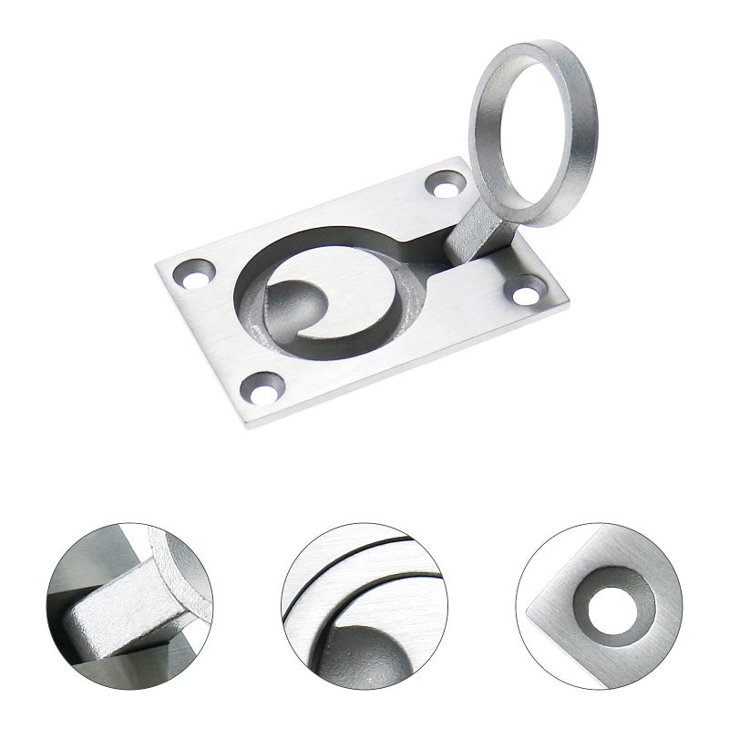 DonLeeving Luckycivia 2 Pack Stainless Steel Square Flush Pull Ring Handles 304, Hidden Recessed Furniture Handle, Recessed Boat Hatch Latch Cabinet Flush Mount Lifting Ring Pull Handle (2.44 x 1.73 Inch) - Image 4